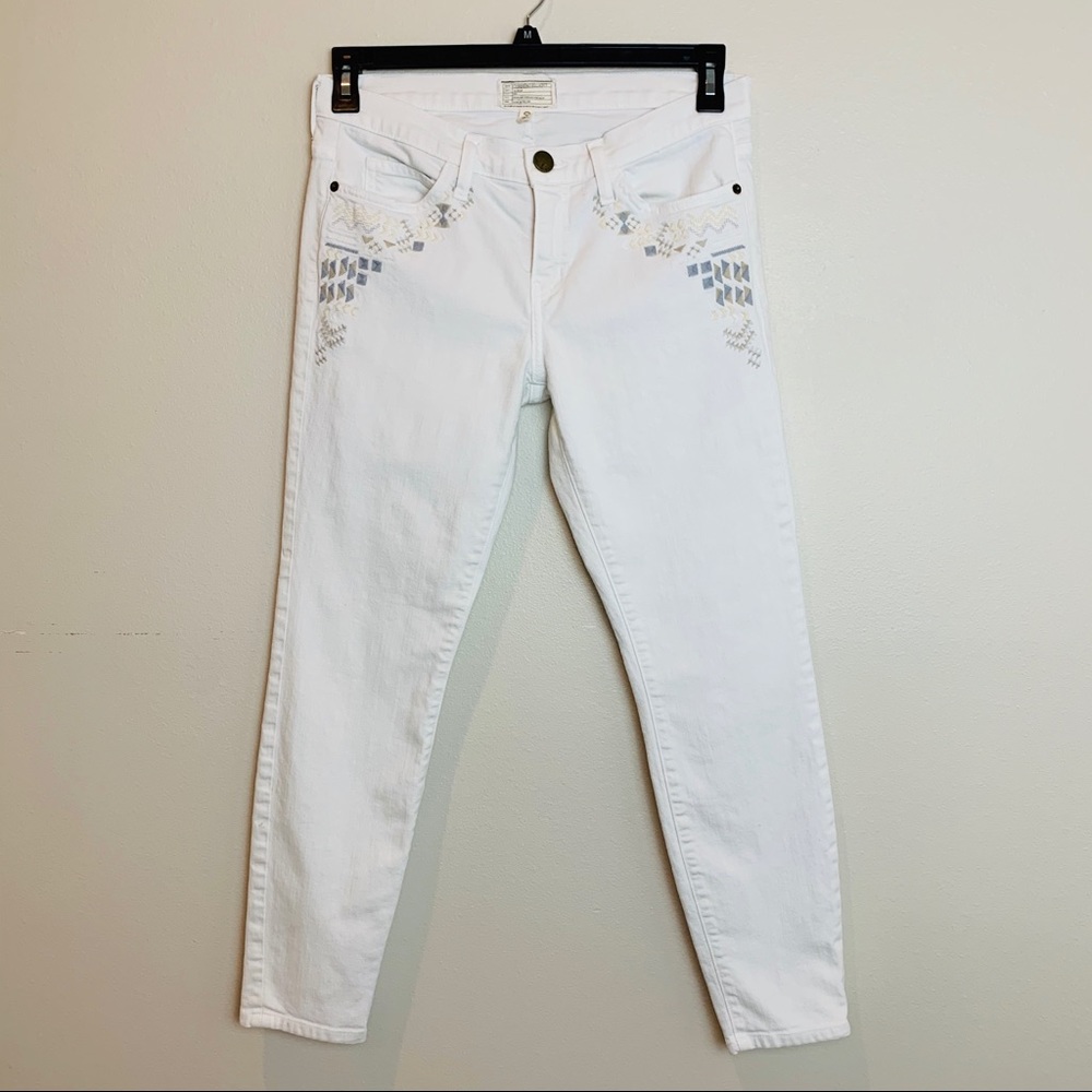 Current/Elliott White Embroidery Jeans Size 28